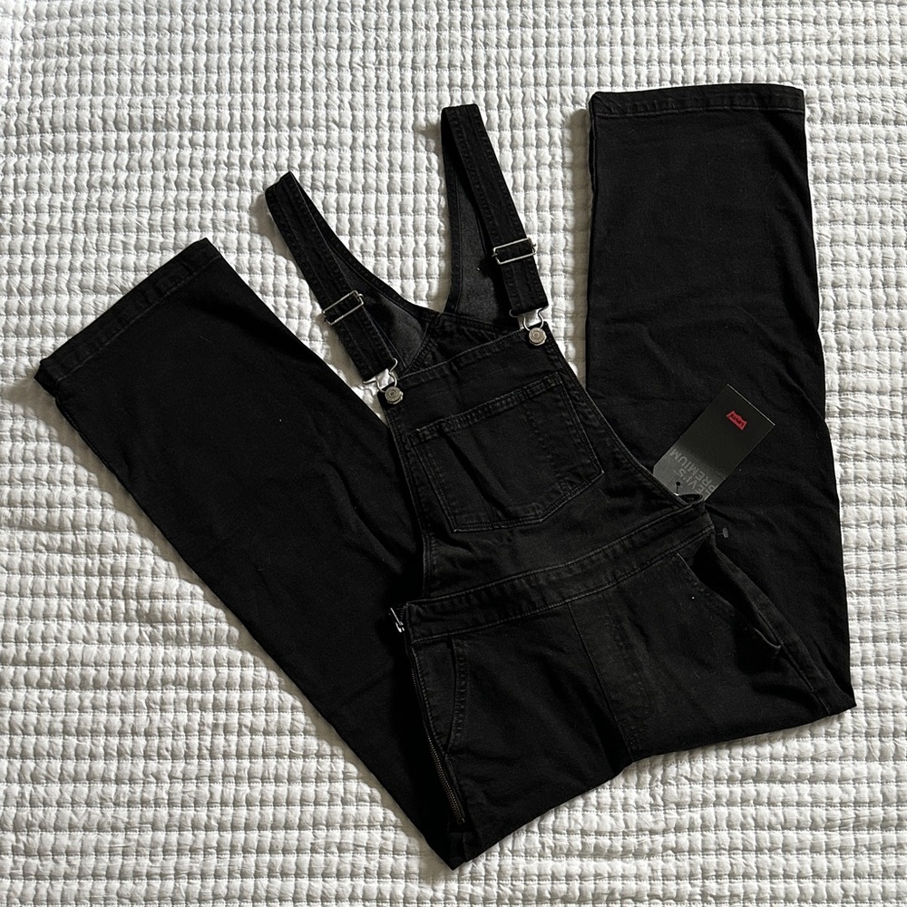 Levi's Charcoal Faded Black Denim Overalls 24